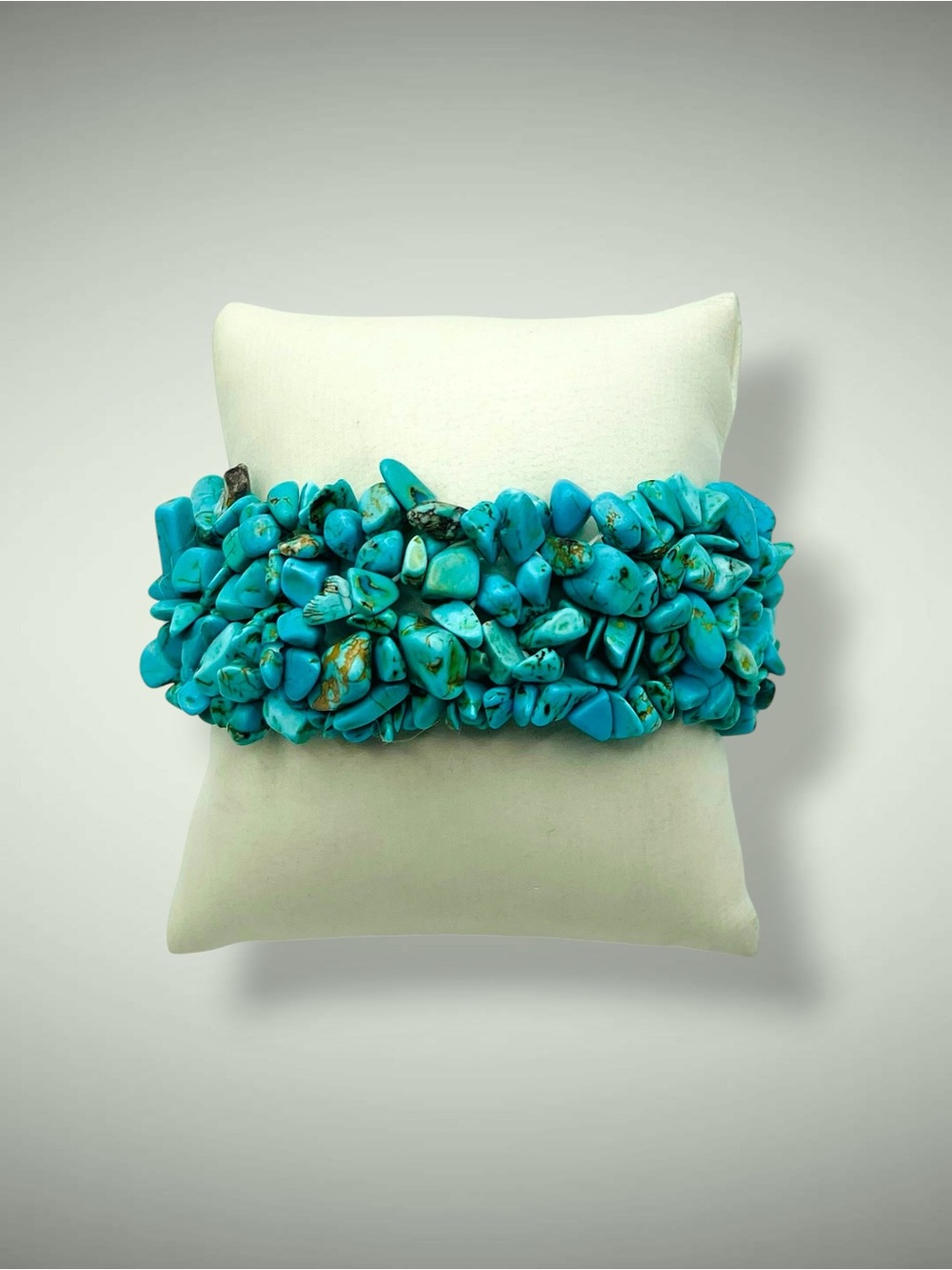 Chunky Multi-Strand Turquoise Chip Statement Stretch Bracelet Southwestern Boho - Picture 5 of 13